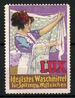 Reklamemarke Lux - idealstes Waschmittel für Spitzen- und Wollsachen, Waschfrau