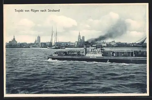 AK Trajekt von Rügen nach Stralsund, Fährschiff Rügen