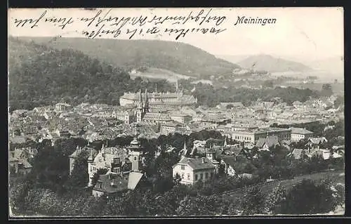 AK Meiningen, Panoramablick vom Berg aus