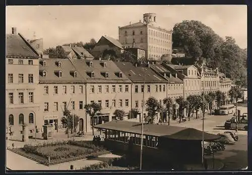 AK Schleiz /Th., Neumarkt mit HO-Eisdiele aus der Vogelschau