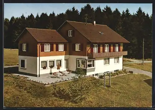 AK Kniebis /Schwarzwald, Pension Sonnige Heide vor einem Waldstück