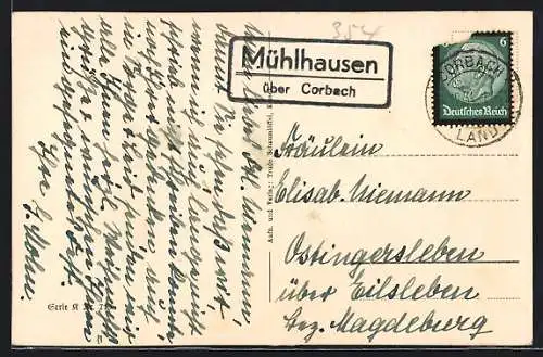 AK Landpoststempel Mühlhausen über Corbach