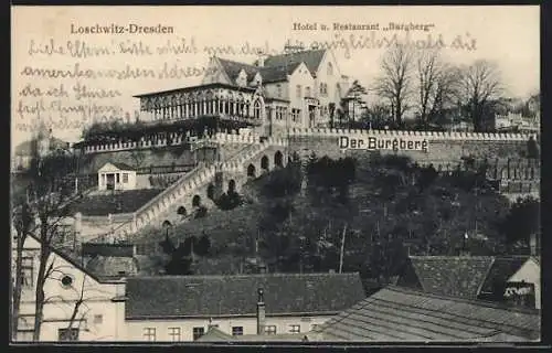 AK Dresden-Loschwitz, Hotel und Restaurant Burgberg