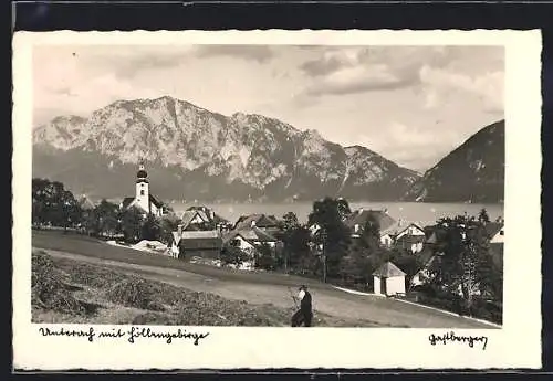 AK Unterach am Attersee, Panorama mit Blick nach dem Höllengebirge