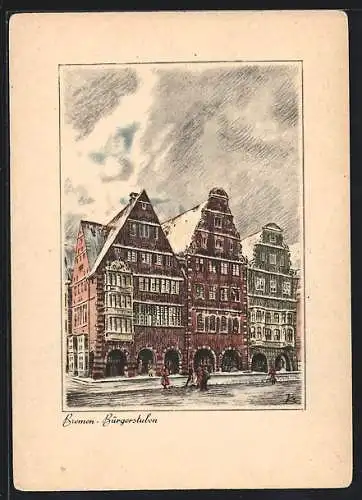 Künstler-AK Bremen / Stadt, Gasthaus Bürgerstuben