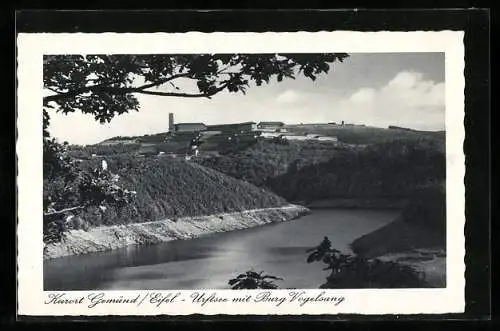 AK Gemünd / Eifel, Urftsee mit Burg Vogelsang