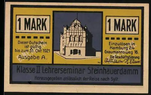 Notgeld Hamburg 1921, 1 Mark, Reise nach Sylt, Die Eisenbahn