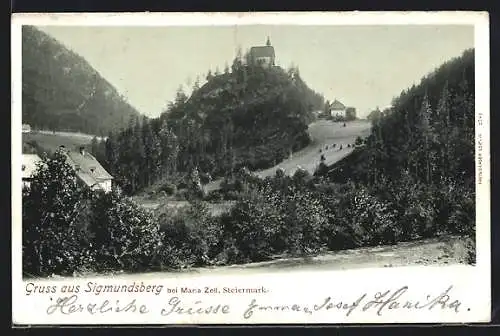 AK Mariazell, Sigmundsberg, Ansicht auf den Berg