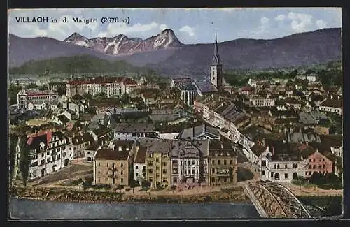 AK Villach, Ortsansicht m. d. Mangart