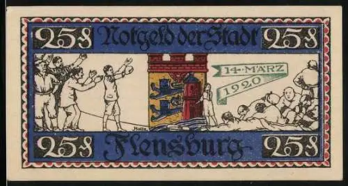 Notgeld Flensburg 1920, 25 Pfennig, Historische Szene