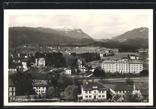 AK Villach, Ortsansicht gegen Dobratsch in der Villacheralpe