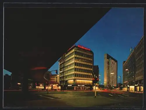 AK Düsseldorf, Unter der Hochstrasse bei Nacht