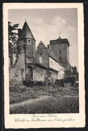 AK Zons am Rhein, Wacht- u. Zollturm von Osten gesehen