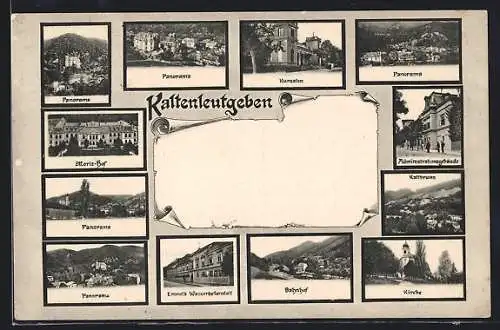 AK Kaltenleutgeben, Panoramablick, Kursalon, Administrationsgebäude, Kirche, Bahnhof, Moriz-Hof