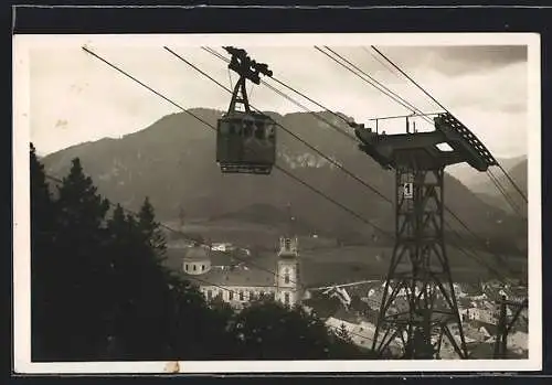 AK Mariazell, Ortsansicht mit Bürgeralpe-Schwebebahn