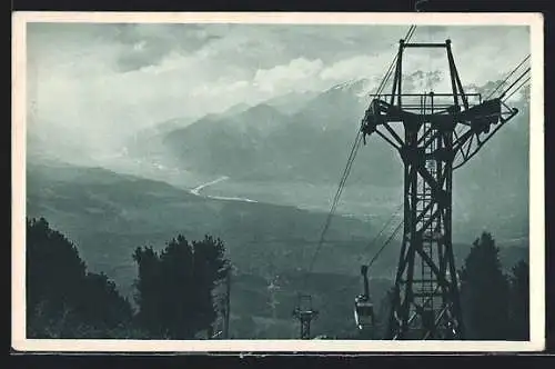 AK Patscherkofel-Bahn mit Panorama, Seilbahn