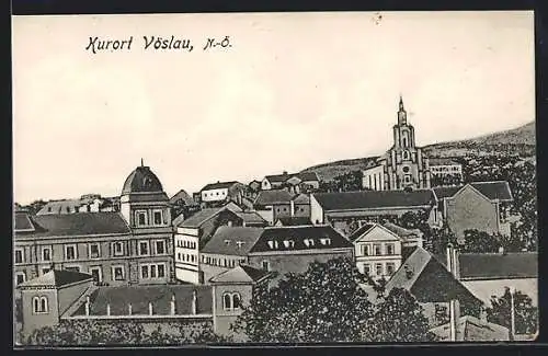 AK Vöslau /N.-Ö., Teilansicht mit Blick zur Kirche