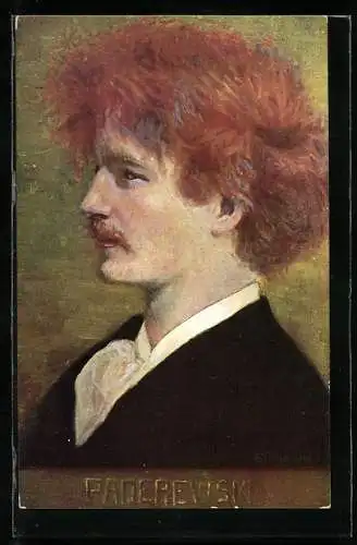 Künstler-AK Portrait vom Komponisten Ignacy Jan Paderewski