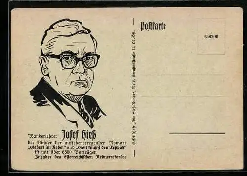 AK Wanderlehrer und Dichter Josef Hiess