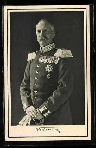 AK Friedrich von Baden in Uniform mit Epauletten, Orden