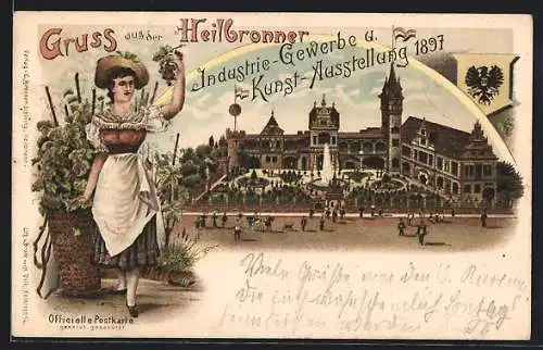 Lithographie Heilbronn, Industrie-Gewerbe- u. Kunst-Ausstellung 1897, Ganzsache Württemberg
