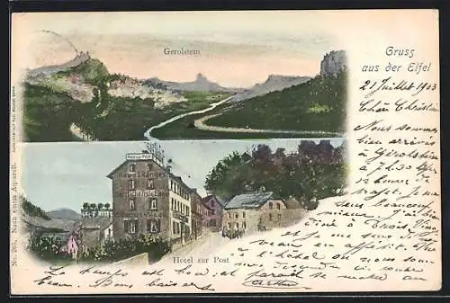 AK Gerolstein /Eifel, Landschaftsansicht, Hotel zur Post