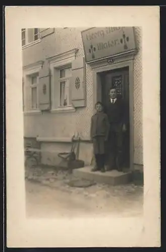 Foto-AK Neuenhof, Maler Georg Juchli, Zürcherstrasse 108, Eingangstür