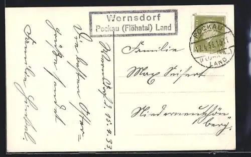 AK Landpoststempel Wernsdorf /Pockau (Flöhatal) Land