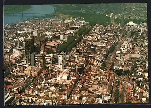 AK Düsseldorf am Rhein, Gesamtansicht vom Flugzeug aus