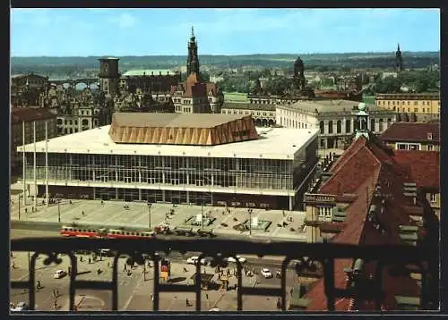 AK Dresden, Kulturpalast von der Kreuzkirche aus gesehen