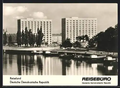 AK Dresden, Neubauten an der Elbe