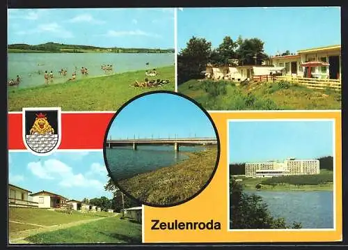 AK Zeulenroda, Strandbad, FDGB-Erholungsheim Talsperre, Bungalowdorf Zadelsdorf