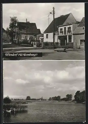 AK Wiendorf-Bernburg, Strassenpartie und Blick auf den See