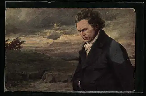 Künstler-AK Beethoven, Portrait in Landschaft