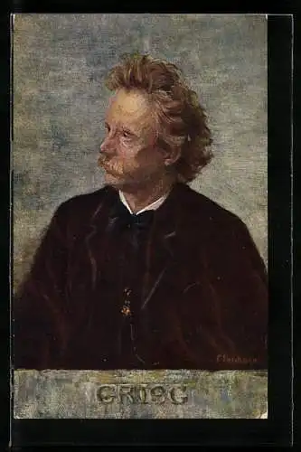 AK Portrait des Komponisten Edvard Grieg