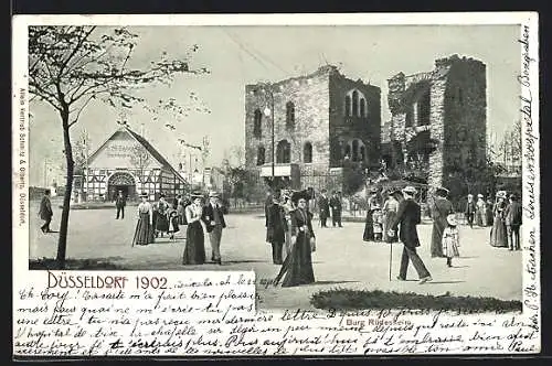 AK Düsseldorf, Exposition d`Industrie et d`Art 1902, Burg Rüdesheim