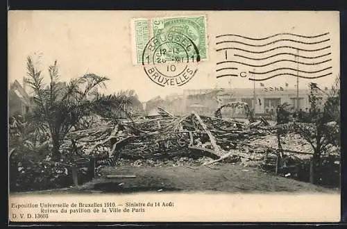 AK Bruxelles, Exposition Universelle 1910, Ruines du pavillon de la Ville de Paris