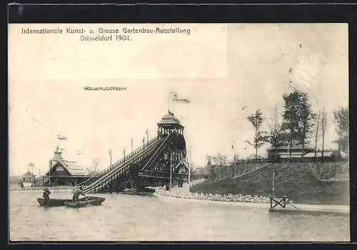 AK Düsseldorf, Internationale Kunst- und Grosse Gartenbau-Ausstellung 1904, Wasserrutschbahn