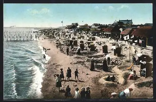 AK Dahme /Holstein, Strand mit Orts- und Wasserblick aus der Vogelschau