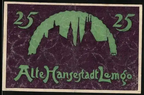 Notgeld Lemgo 1921, 25 Pfennig, Gebäudesilhouette