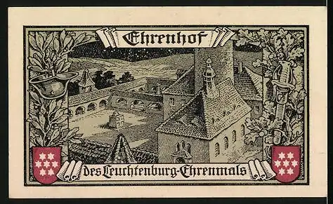 Notgeld Kahla S. A. 1921, 75 Pfennig, Ehrenhof des Leuchtenburg-Ehrenmals