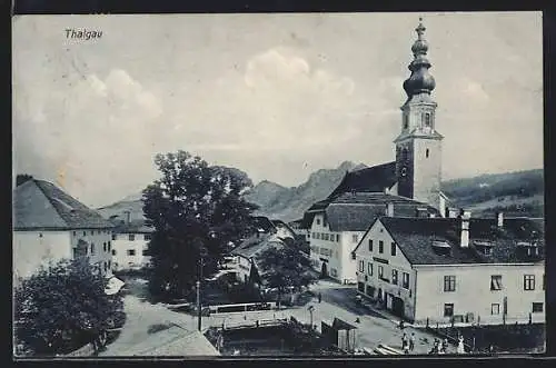 AK Thalgau, Ortspartie im Zentrum mit Kirche