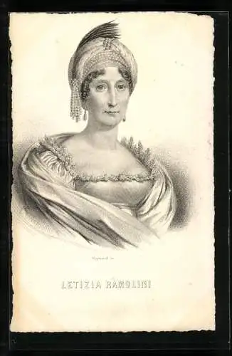 AK Brustportrait Letizia Ramolini mit Turban