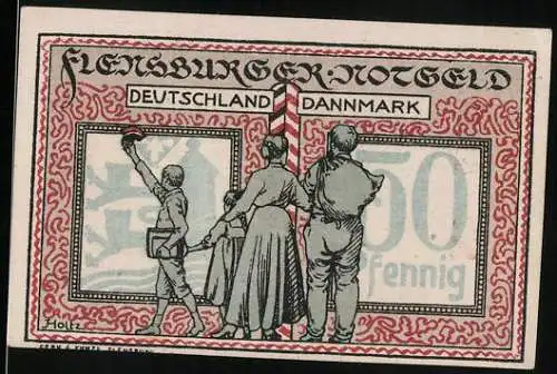 Notgeld Flensburg 1920, Familie an der Grenze Deutschland-Dänemark