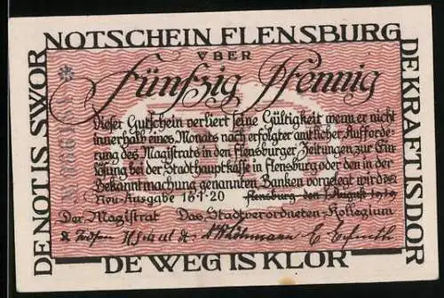 Notgeld Flensburg 1920, Familie an der Grenze Deutschland-Dänemark