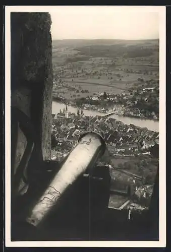 AK Stein a. Rhein, Blick von Burg Hohenklingen mit Kanone