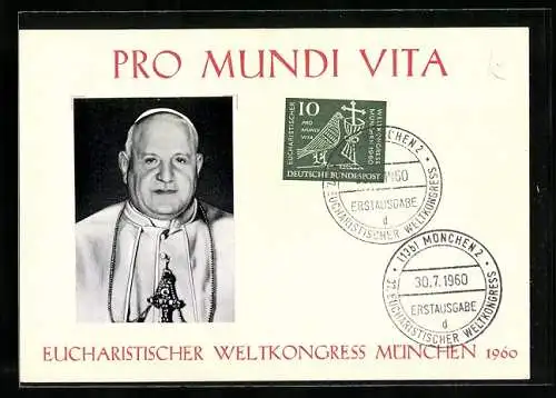 AK Papst Johannes XXIII., Eucharistischer Weltkongress 1960