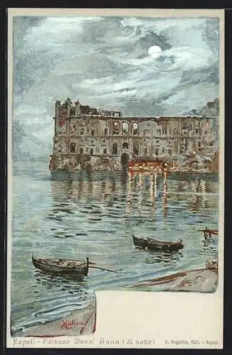 Lithographie Napoli, Palazzo Donn` Anna (di notte)