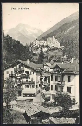 AK Sand in Taufers, Ortspartie mit Gasthaus Zur Post und Post-Villa