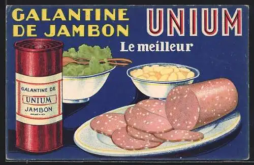 AK Reklame für Gelantine de Jambon, Wurst und Salat